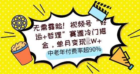 无需露脸，视频号“好运+哲理”赛道冷门掘金，单月变现2W+，中老年付费率超90%-默默网创