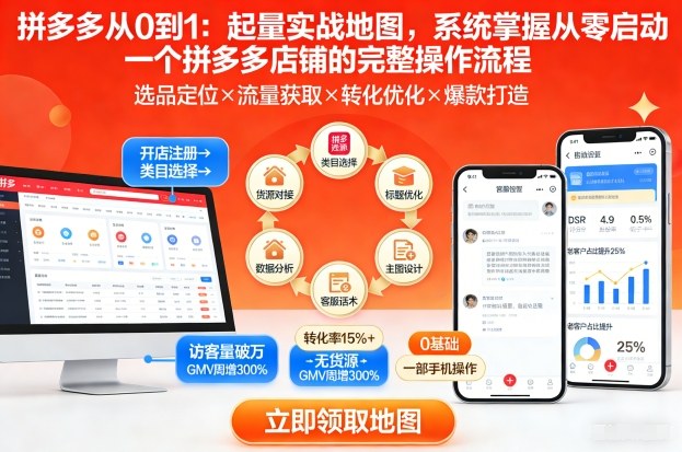 拼多多从0到1：起量实战地图，系统掌握从零启动一个拼多多店铺的完整操作流程-默默网创