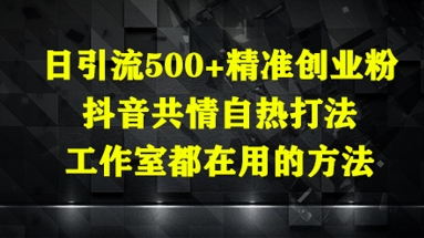 日引流500+精准创业粉，抖音共情自热打法，工作室都在用的方法-默默网创