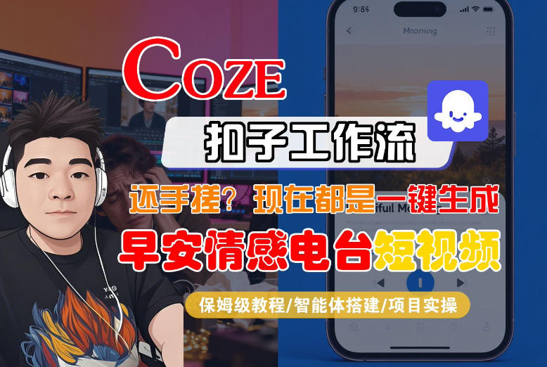 【Coze工作流搭建实操教程】【coze】早安情感电台日签视频还在手动做？用扣子工作流自动生成，省时90%-默默网创
