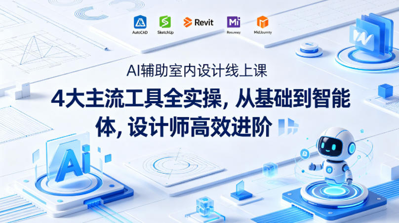 AI辅助室内设计线上课｜4大主流工具全实操，从基础到智能体，设计师高效进阶-默默网创
