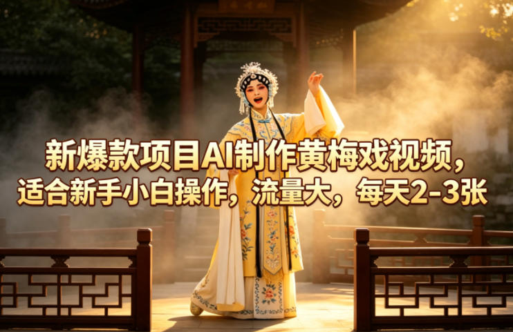 新爆款项目AI制作黄梅戏视频，适合新手小白操作，流量大，每天2-3张-默默网创