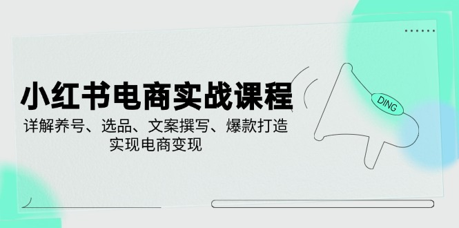 （14549期）小红书电商实战课程，详解养号、选品、文案撰写、爆款打造，实现电商变现-默默网创