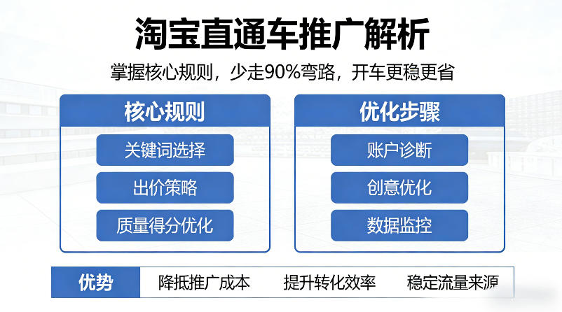 淘宝直通车推广解析，掌握核心规则，少走90%弯路，开车更稳更省-默默网创