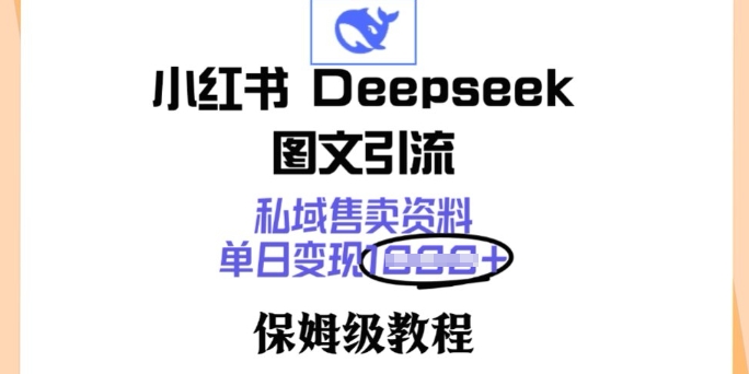 小红书Deepseek图文引流，私域售卖资料，单日变现多张，保姆级教程-默默网创