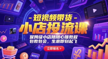 短视频带货-小店投流课，保姆级小店随心推教程，包教包会，生意即刻起飞-默默网创