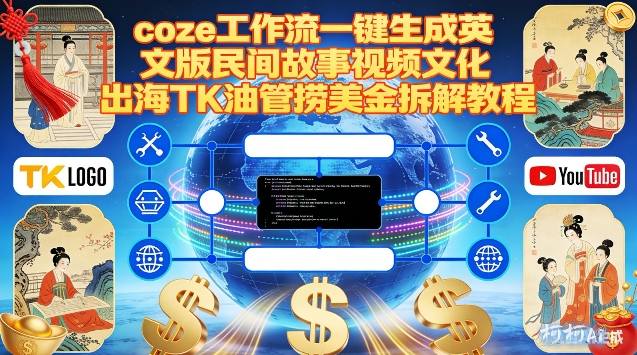Coze扣子工作流一键生成英文版民间故事视频，文化出海TK油管捞美金拆解教程-默默网创