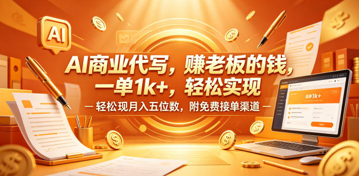 AI商业代写，賺老板的钱，一单1k+，轻松实现月入五位数，附免费接单渠道【揭秘】-默默网创