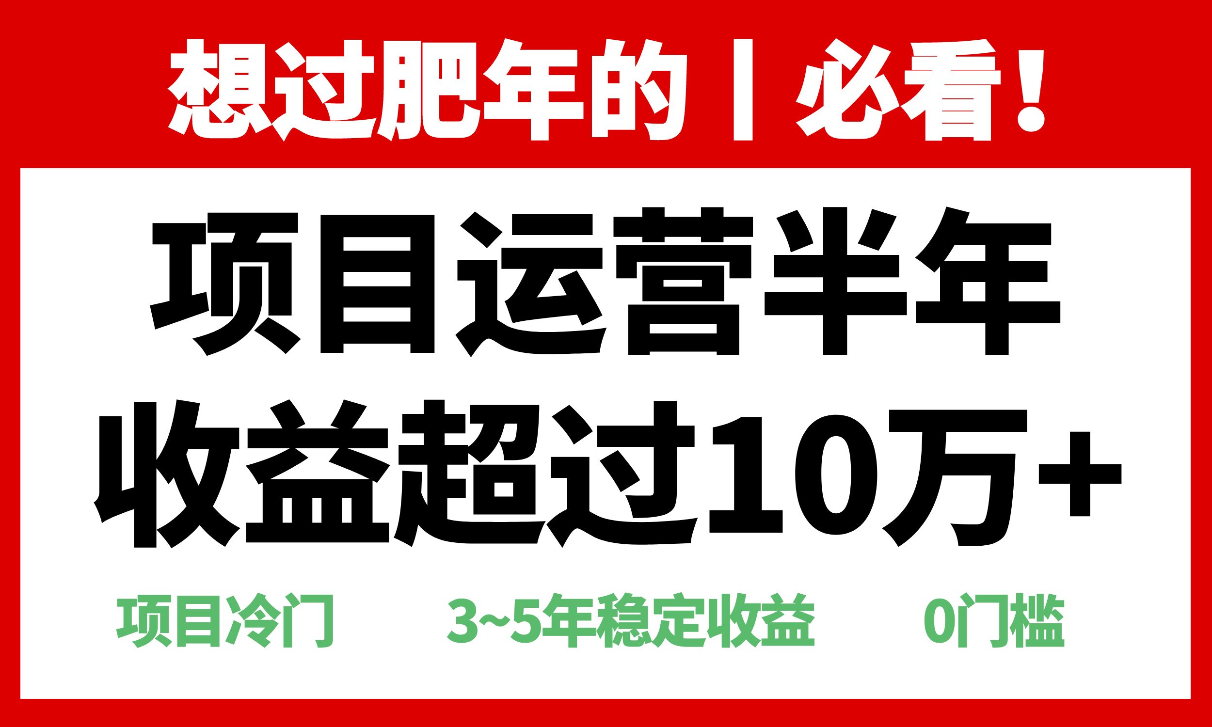 （13663期）年前过肥年的必看的超冷门项目，半年收益超过10万+，-默默网创
