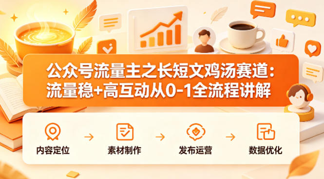 公众号流量主之长短文鸡汤赛道，流量稳+高互动，从0-1全流程讲解-默默网创