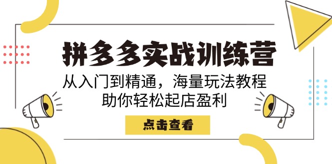 （14392期）拼多多实战训练营，从入门到精通，海量玩法教程，助你轻松起店盈利-默默网创