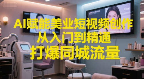 AI赋能美业短视频创作，从入门到精通，打爆同城流量，超级AI工具短视频实操落地-默默网创