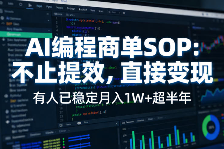AI编程商单SOP，AI编程不能只给工作提效，还要直接变现，有人已经稳定月入1W+半年了-默默网创