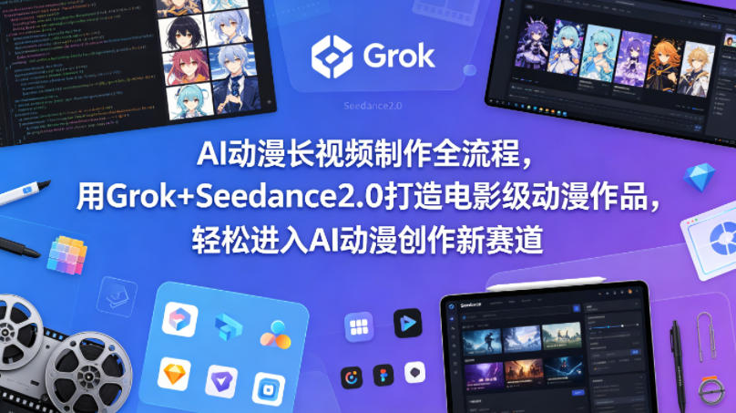 AI动漫长视频制作全流程，用Grok+Seedance2.0打造电影级动漫作品，轻松进入AI动漫创作新赛道-默默网创