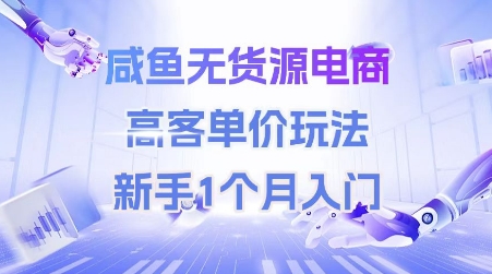 咸鱼无货源电商，高客单价玩法，新手1个月入门-默默网创