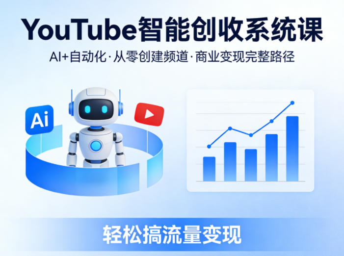 YouTube智能创收系统课，AI+自动化，从零创建YouTube频道并实现商业变现的完整路径，轻松搞流量变现-默默网创