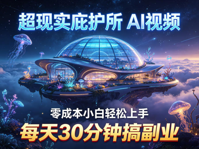 超现实庇护所AI视频项目拆解，零成本小白轻松上手，每天30分钟搞副业-默默网创
