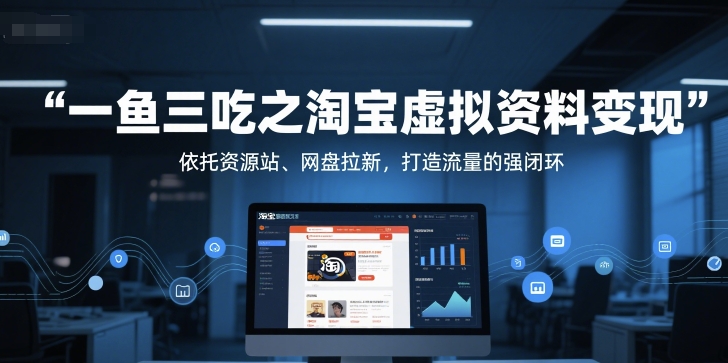 一鱼三吃之淘宝虚拟资料变现，依托资源站、网盘拉新，打造流量的强闭环-默默网创