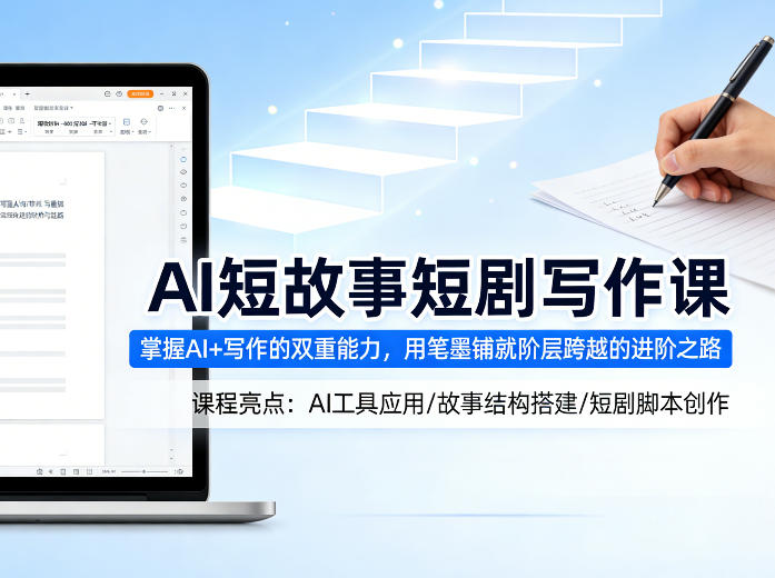 AI短故事短剧写作课，掌握AI+写作的双重能力，用笔墨铺就阶层跨越的进阶之路-默默网创