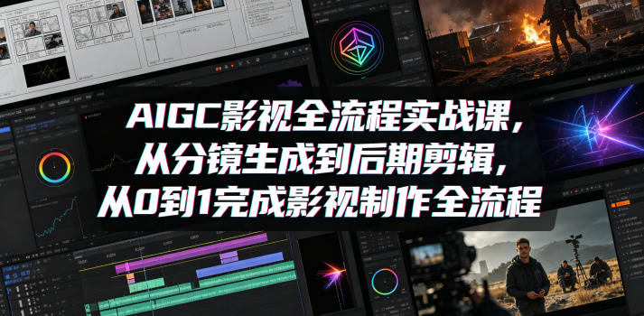 AIGC影视全流程实战课，从分镜生成到后期剪辑，从0到1完成影视制作全流程-默默网创
