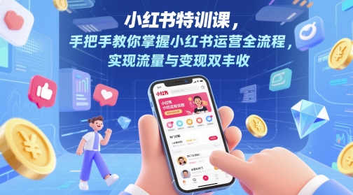 小红书特训课，手把手教你掌握小红书运营全流程，实现流量与变现双丰收-默默网创