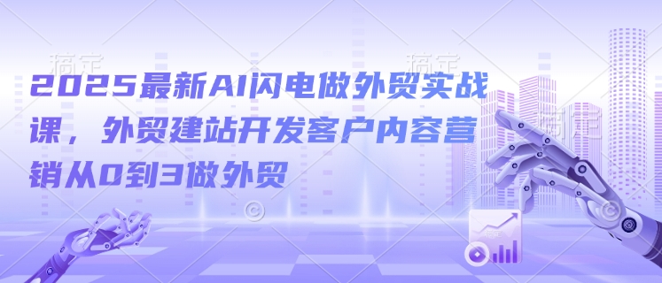 2025最新AI闪电做外贸实战课，外贸建站开发客户内容营销从0到3做外贸-默默网创