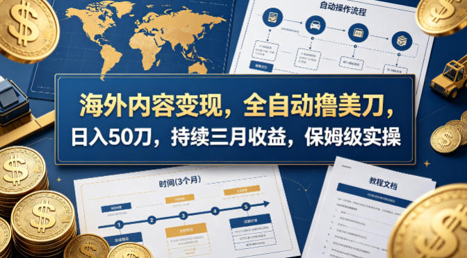 海外内容变现，全自动撸美刀，日入50刀，持续三月收益，保姆级实操【揭秘】-默默网创