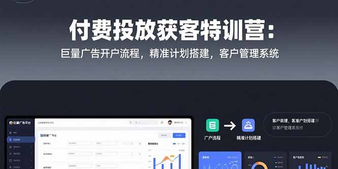（15426期）付费投放获客特训营：巨量广告开户流程，精准计划搭建，客户管理系统-默默网创