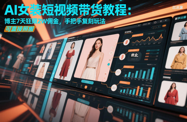 AI女装短视频带货教程：博主7天狂賺2W佣金，手把手复刻玩法，可直接照搬-默默网创
