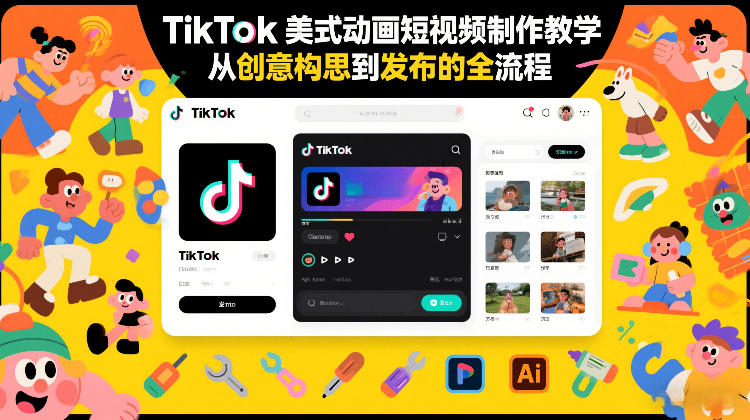 TikTok美式动画短视频制作教学，从创意构思到发布的全流程-默默网创