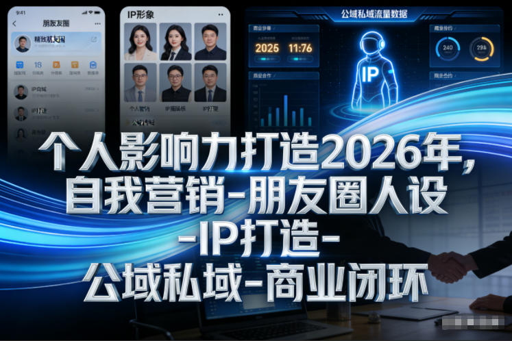 个人影响力打造2026年,自我营销-朋友圈人设-IP打造-公域私域-商业闭环