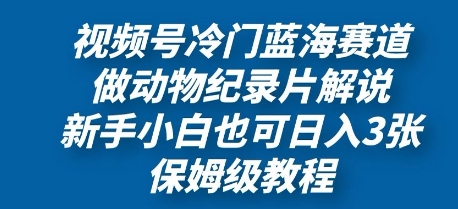 视频号冷门蓝海赛道，做动物纪录片解说，新手小白也日入3张，保姆级教程-默默网创
