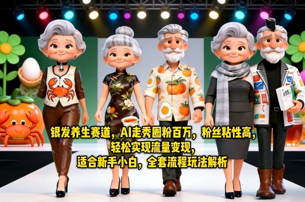 银发养生赛道，AI走秀圈粉百万，粉丝粘性高，轻松实现流量变现，适合新手小白，全套流程玩法解析-默默网创