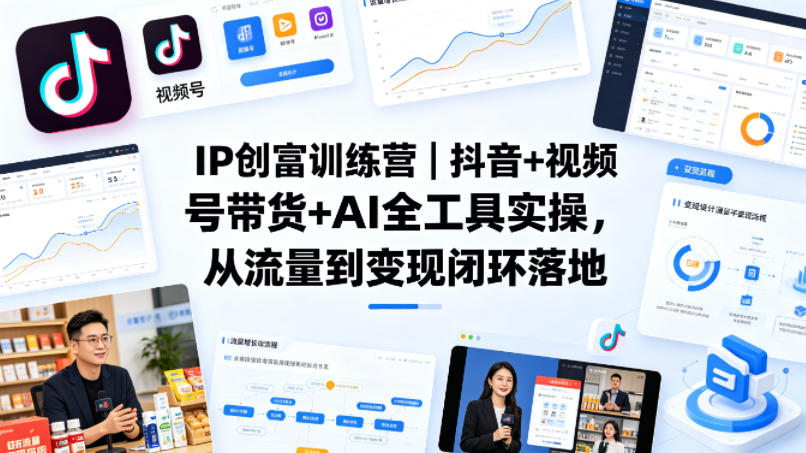 IP创富训练营｜抖音+视频号带货+AI全工具实操，从流量到变现闭环落地-默默网创