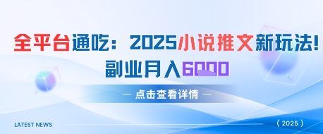 全平台通吃：2025小说推文新玩法，副业月入6k-默默网创