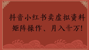抖音小红书卖虚拟教辅、公务员资料，矩阵操作，月入1W+-默默网创