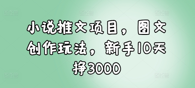 小说推文项目，图文创作玩法，新手10天挣3000-默默网创