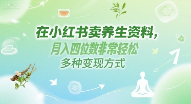 在小红书卖养生资料，月入四位数非常轻松，多种变现方式-默默网创