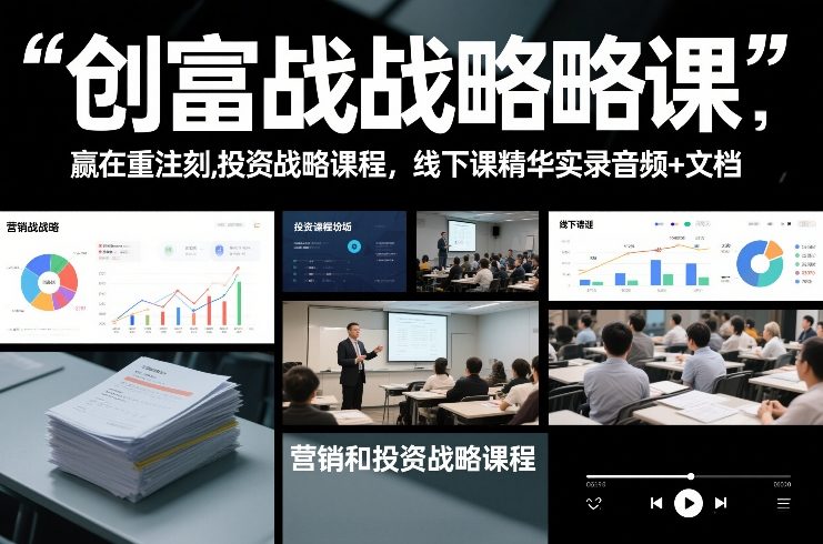创富战略课，赢在重注时刻，营销和投资战略课程，线下课精华实录音频+文档-默默网创