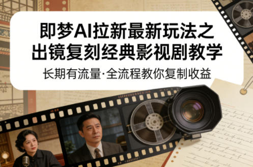 即梦AI拉新最新玩法之出镜复刻经典影视剧教学，长期有流量，全流程教你复制收益-默默网创