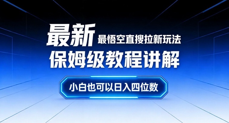 最新最悟空直搜拉新玩法保姆级教程讲解，小白也可以日入四位数-默默网创