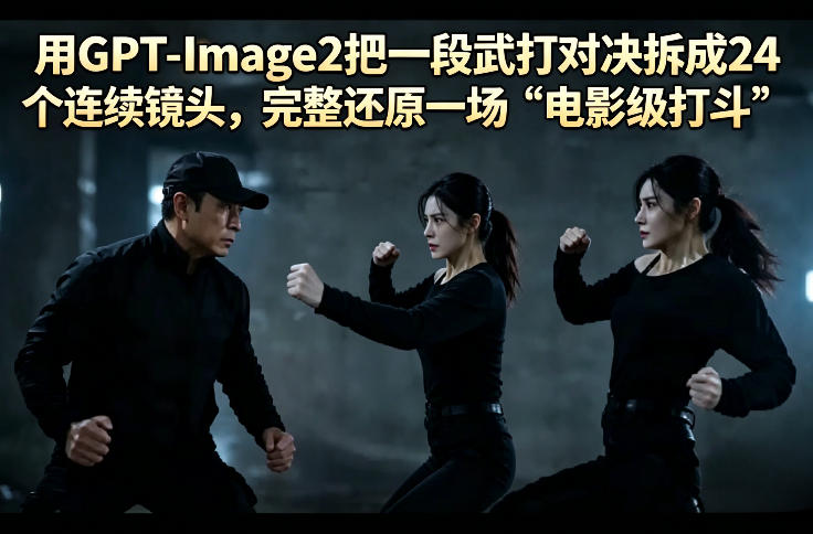 用GPT-Image2把一段武打对决拆成24个连续镜头，完整还原一场“电影级打斗”-默默网创
