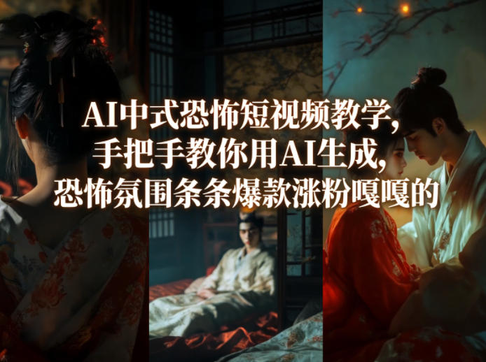 AI中式恐怖短视频教学，手把手教你用AI生成，恐怖氛围条条爆款涨粉嘎嘎的-默默网创