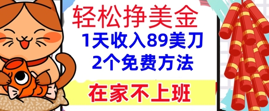 在家不上班，轻松挣美金， 1天收入89美刀，2个免费方法，懒人捡钱-默默网创