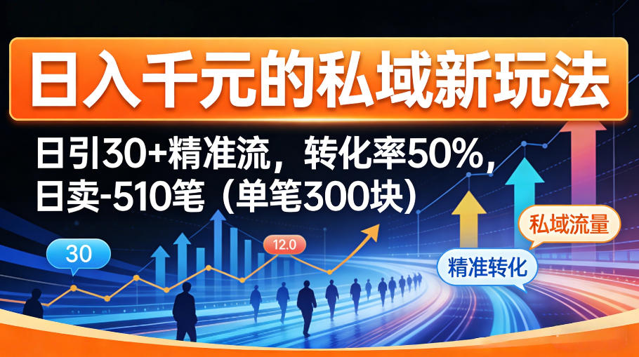 日入千米的私域新玩法：日引30＋精准流，转化率50%，日卖5-10笔（单笔300米）-默默网创