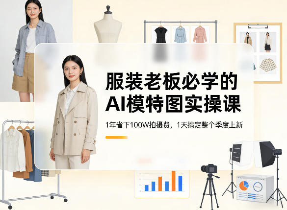 服装老板必学的AI模特图实操课，1年省下100W拍摄费，1天搞定整个季度上新-默默网创