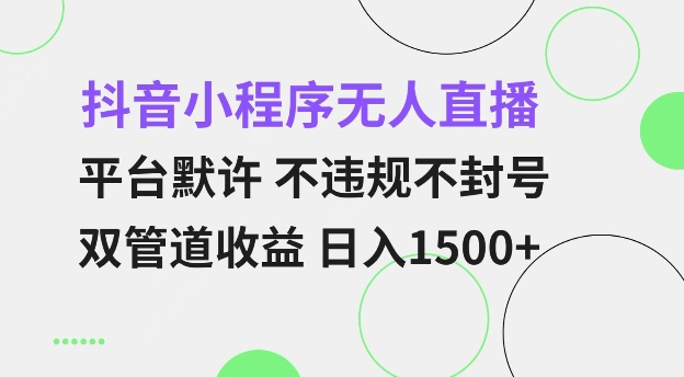 抖音小程序无人直播 平台默许 不违规不封号 双管道收益 日入多张 小白也能轻松操作【揭秘】-默默网创