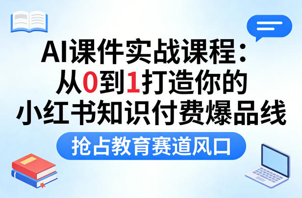 AI课件实战课程，从0到1打造你的小红书知识付费爆品线，抢占教育赛道风口-默默网创