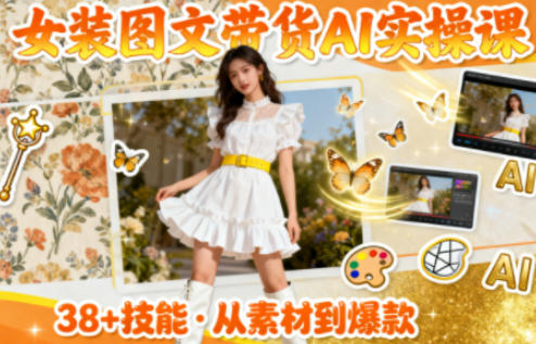 女装图文带货的AI实操课，覆盖38个实用技能，快速提升素材制作效率-默默网创