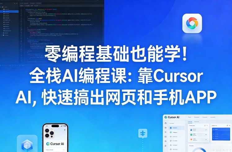 零编程基础也能学！全栈AI编程课：靠Cursor AI，快速搞出网页和手机APP-默默网创